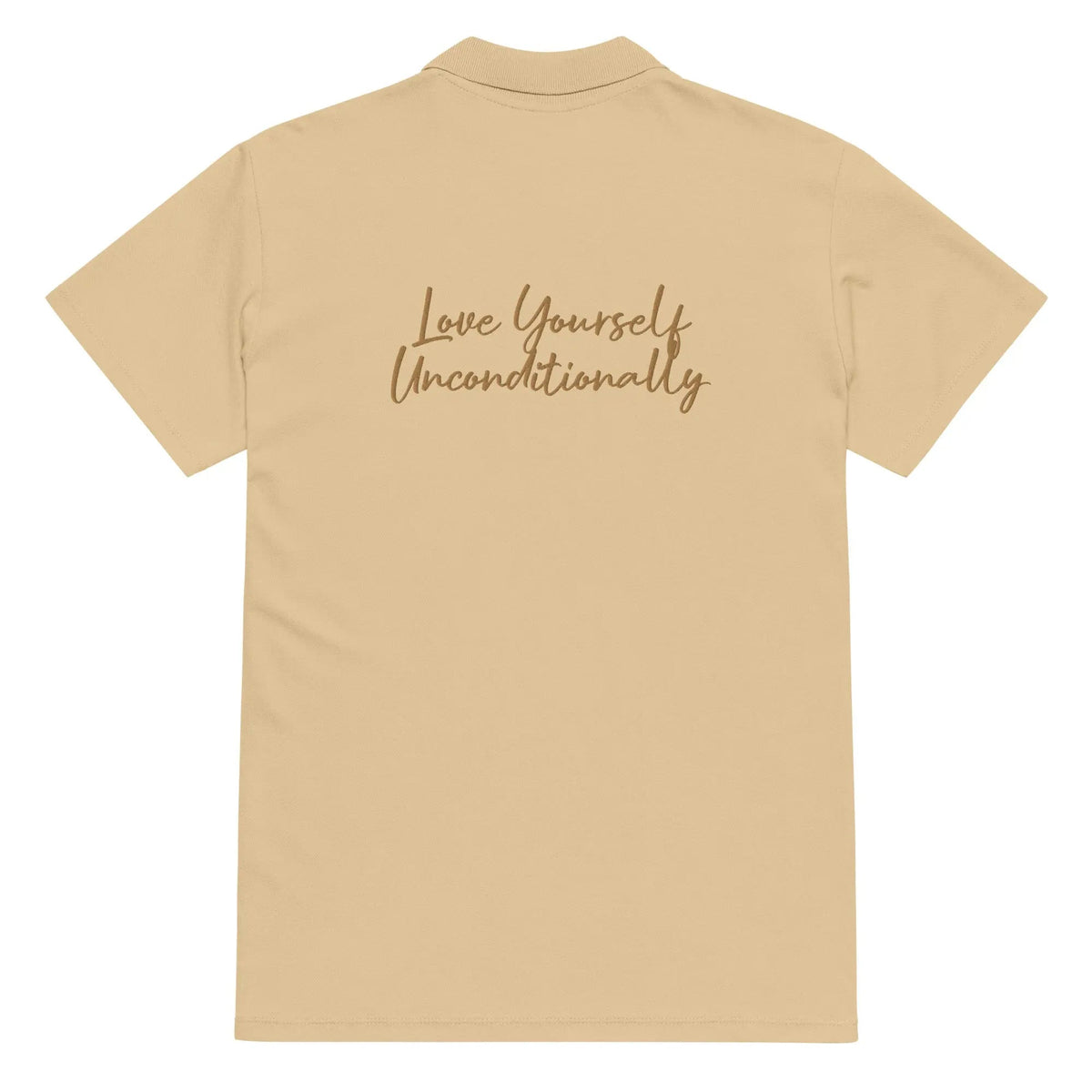 Self Love Premium Pique Polo Shirt With Old Gold Embroidery