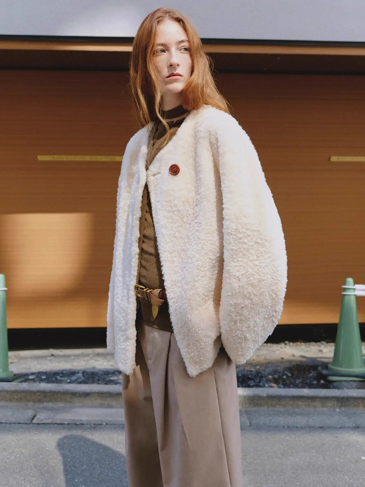 "Urban Home" Imported Merino Wool Fur Shearing Coat for Women