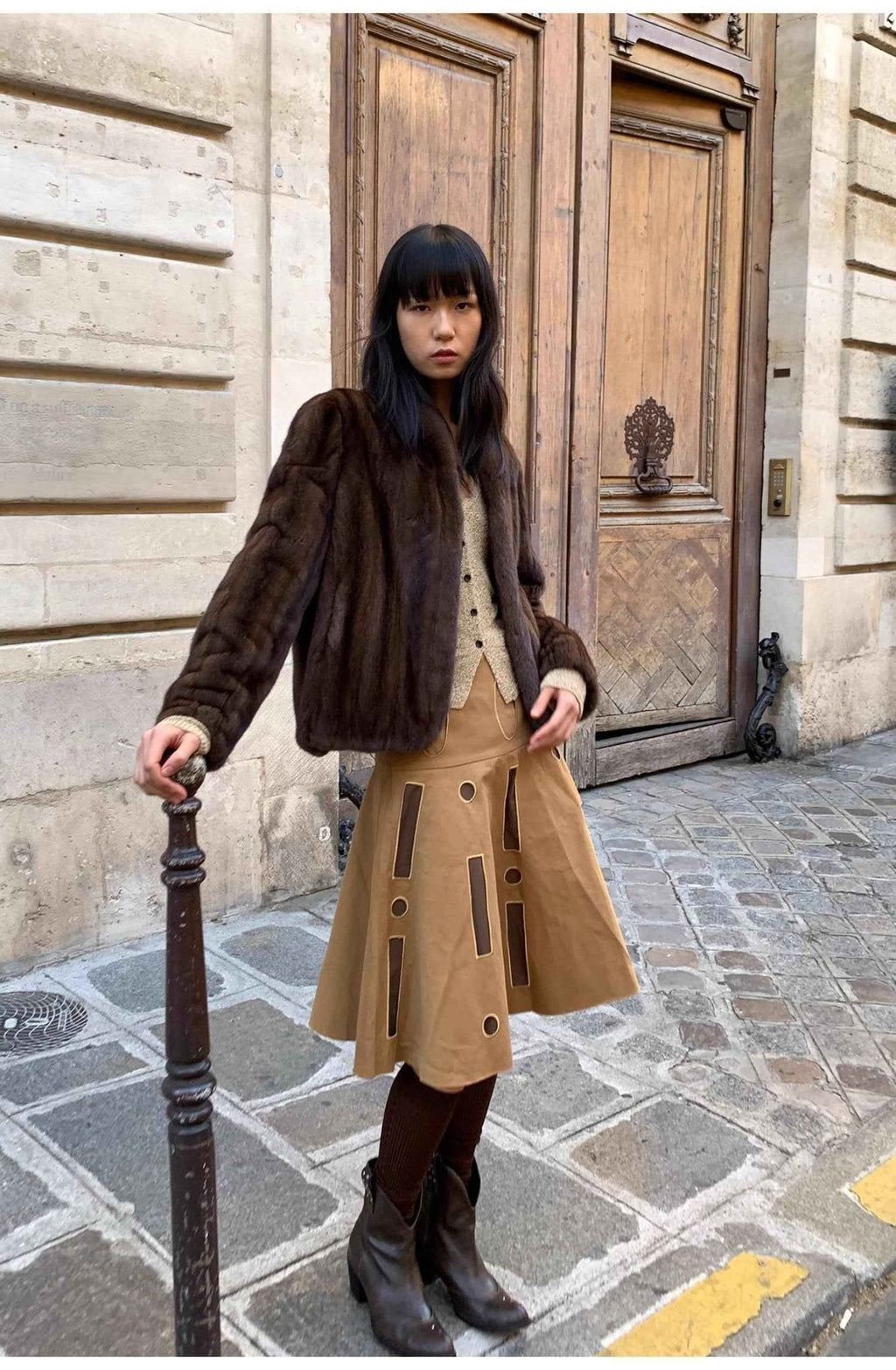 Warm Coffee Mink Retro Imported Stand Collar Short Mink Fur Coat