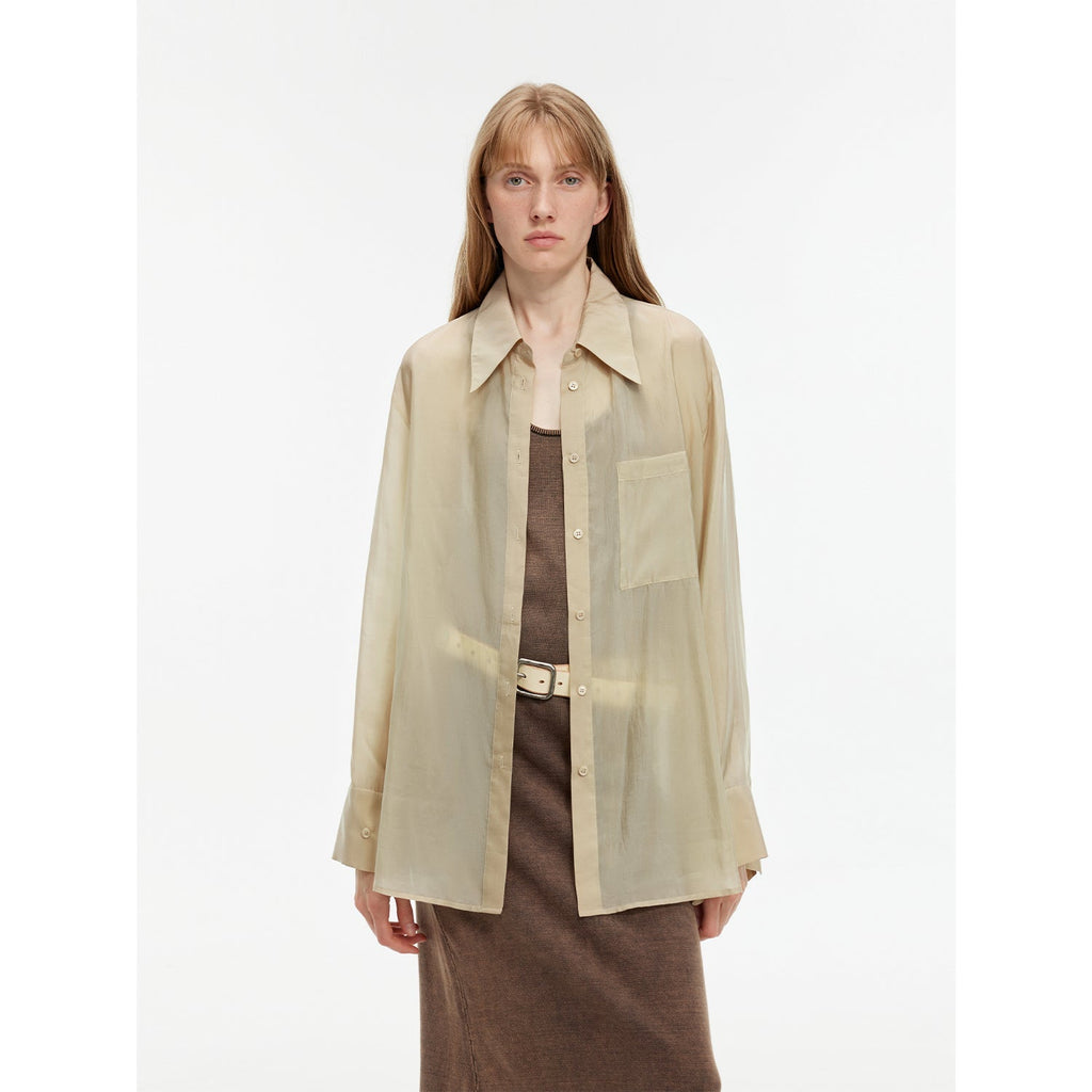Wave Relaxed Cupro-Amino Sun-Proof Shirt“Hazy Spring”