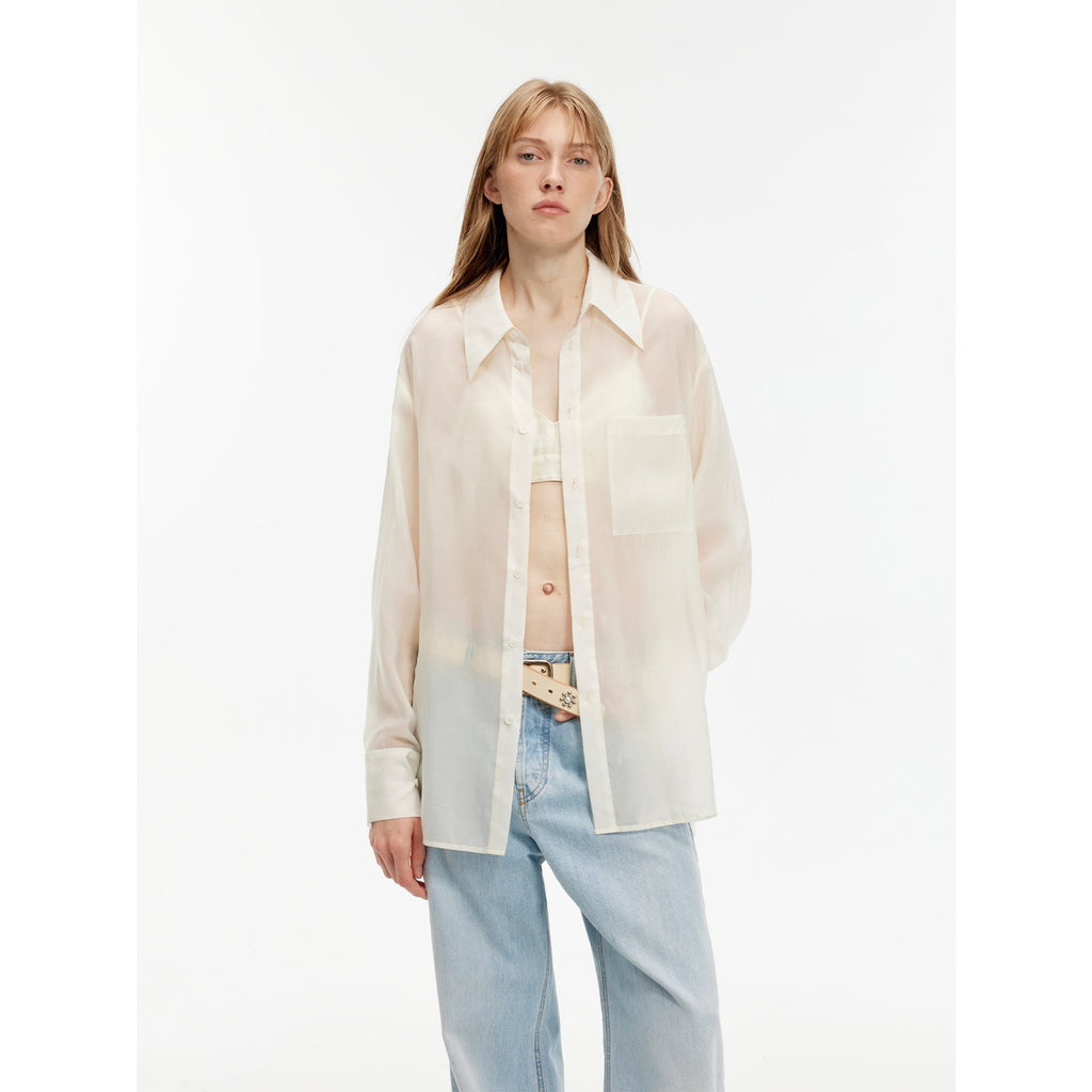 Wave Relaxed Cupro-Amino Sun-Proof Shirt“Hazy Spring”