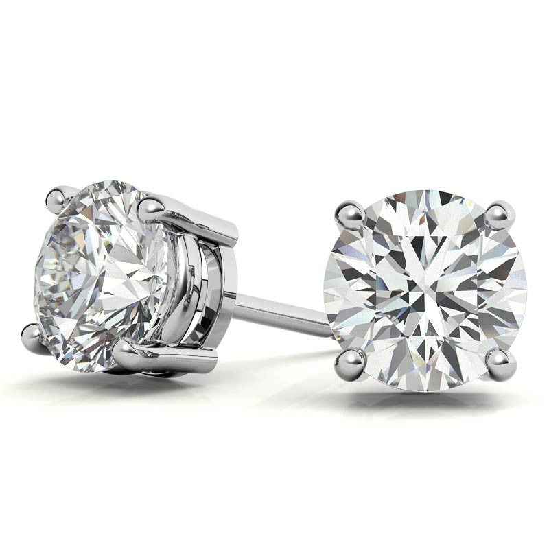Pendientes de moissanita genuina de 1,50 CTW – Color DEF, claridad IF–VS1, chapados en oro de 14k sobre plata de ley