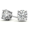 Pendientes de botón de diamante de laboratorio redondo de 5.00 CTW con certificación AGI – G/VS en oro blanco o amarillo de 14K