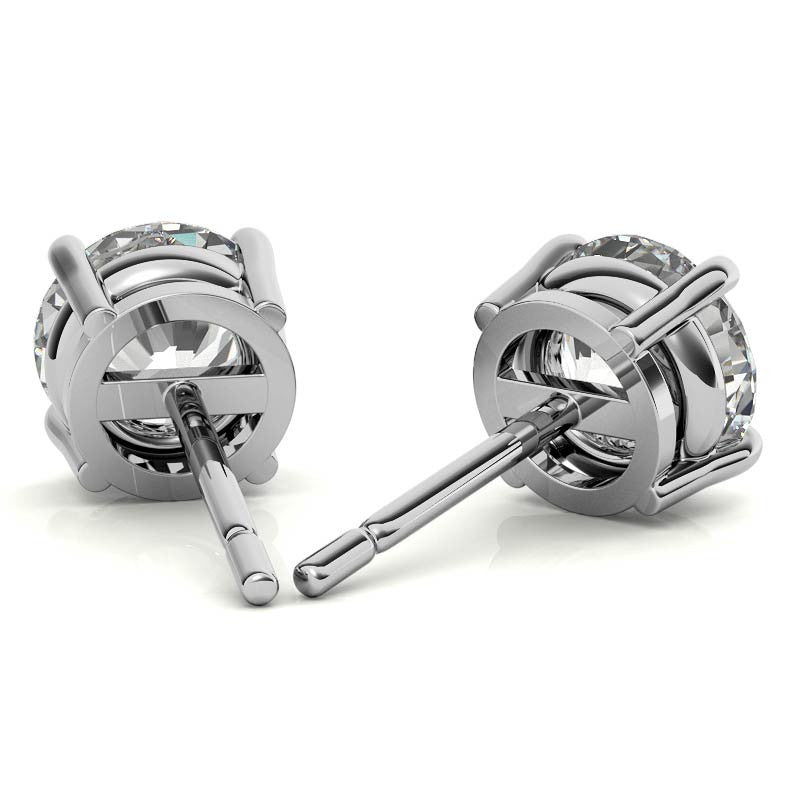 Pendientes de botón con diamantes de laboratorio redondos de 3.50 CTW en oro de 14k – Certificados por AGI, color E-F/pureza VS