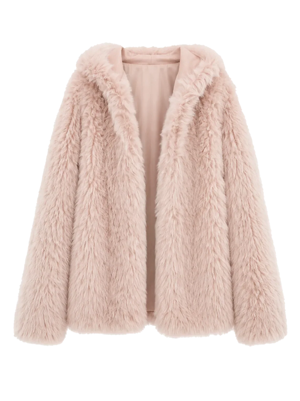 Abrigo de piel de oveja Toscana  rizado con capucha, silueta relajada "Winter Snow" para invierno