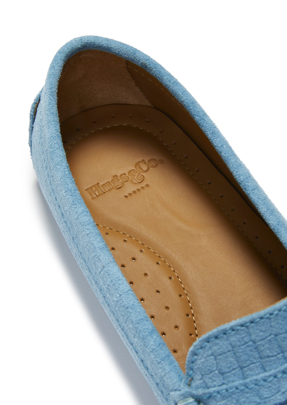 Women's Penny Driving Loafers, Blue Embossed Suede