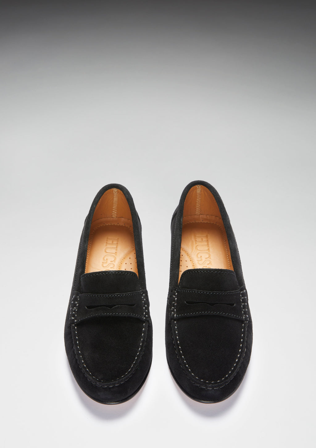 Women's Penny Loafers Leather Sole, Black Suede