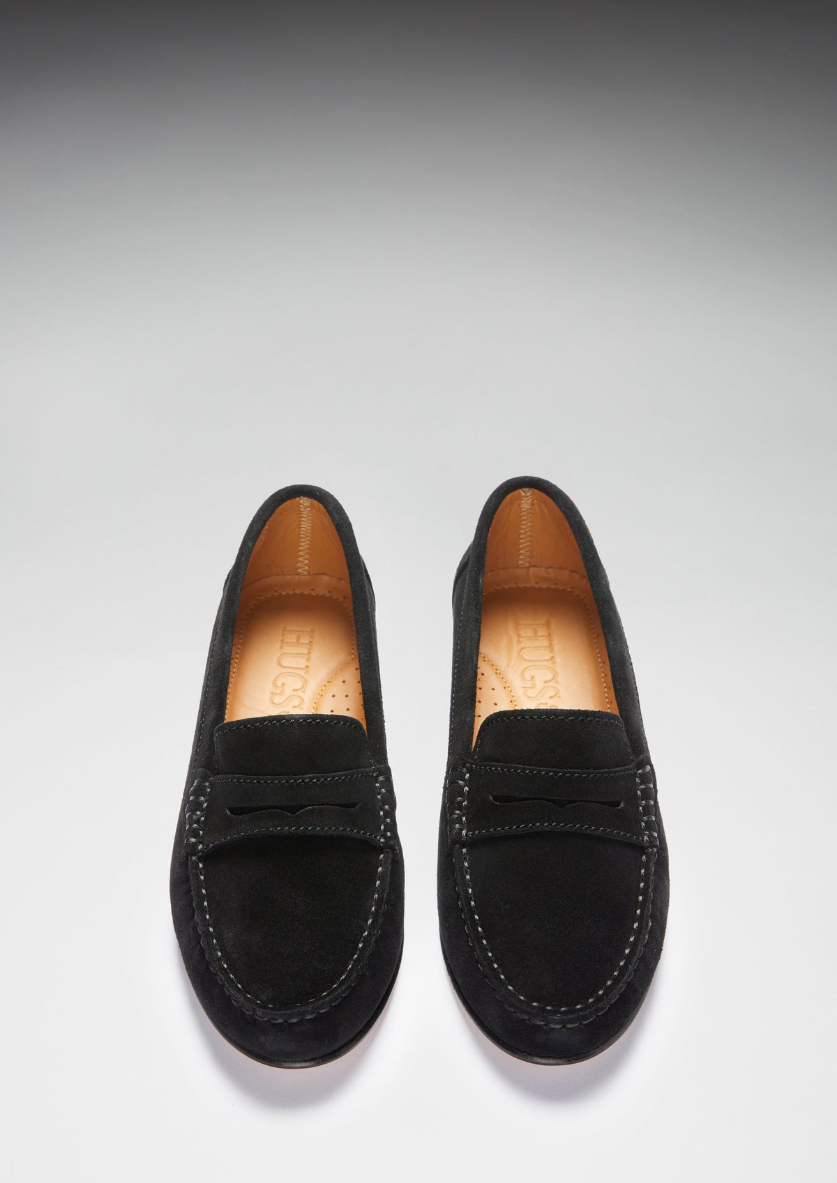 Women's Penny Loafers Leather Sole, Black Suede