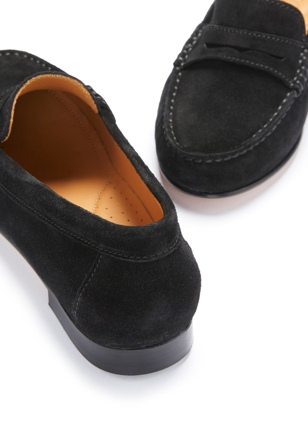 Women's Penny Loafers Leather Sole, Black Suede