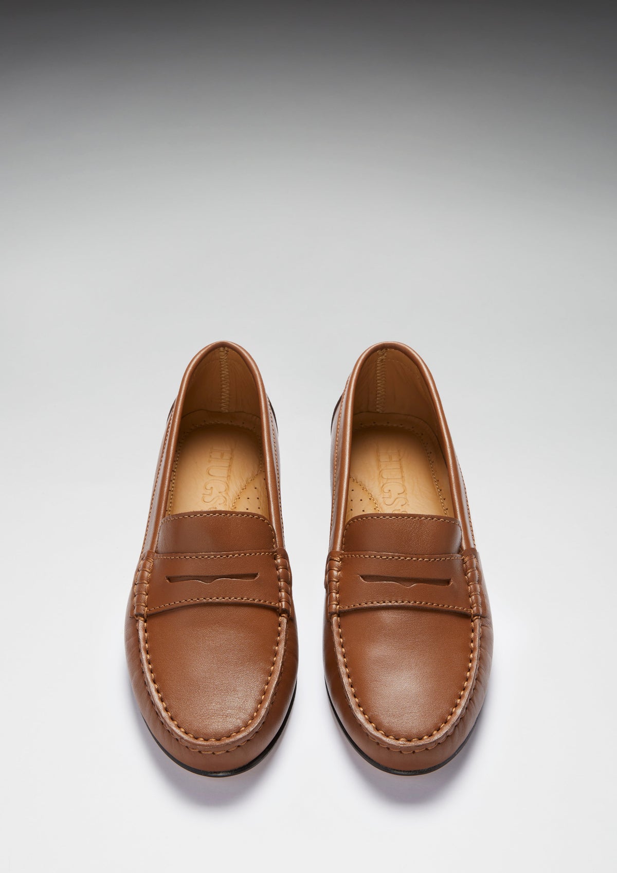 Women's Penny Loafers Leather Sole, Tan Leather