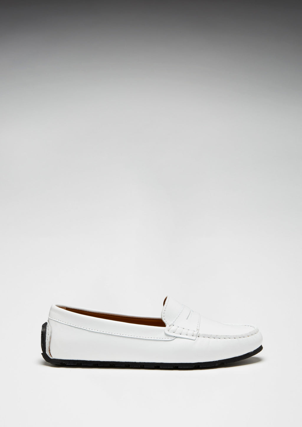 Women's Tyre Sole Penny Loafers, White Leather
