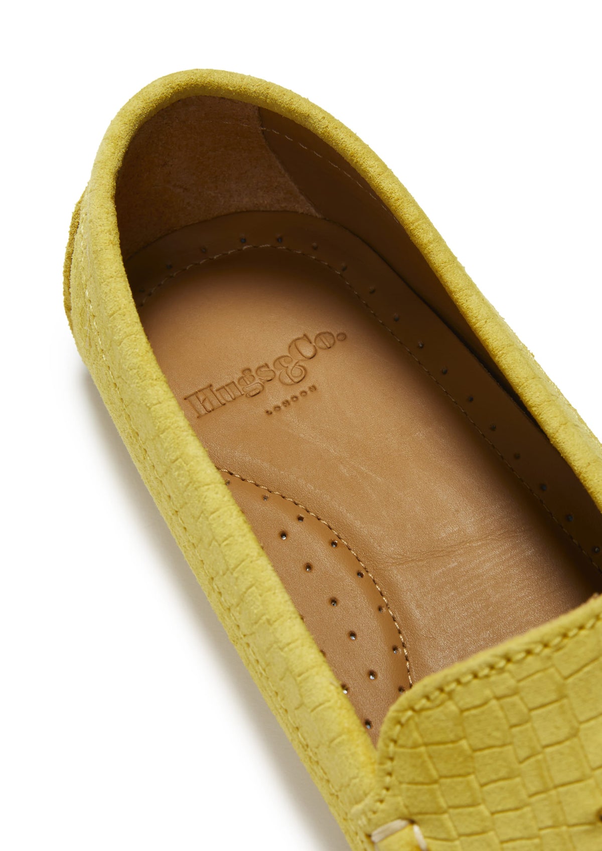Women's Tasselled Driving Loafers, Yellow Embossed Suede
