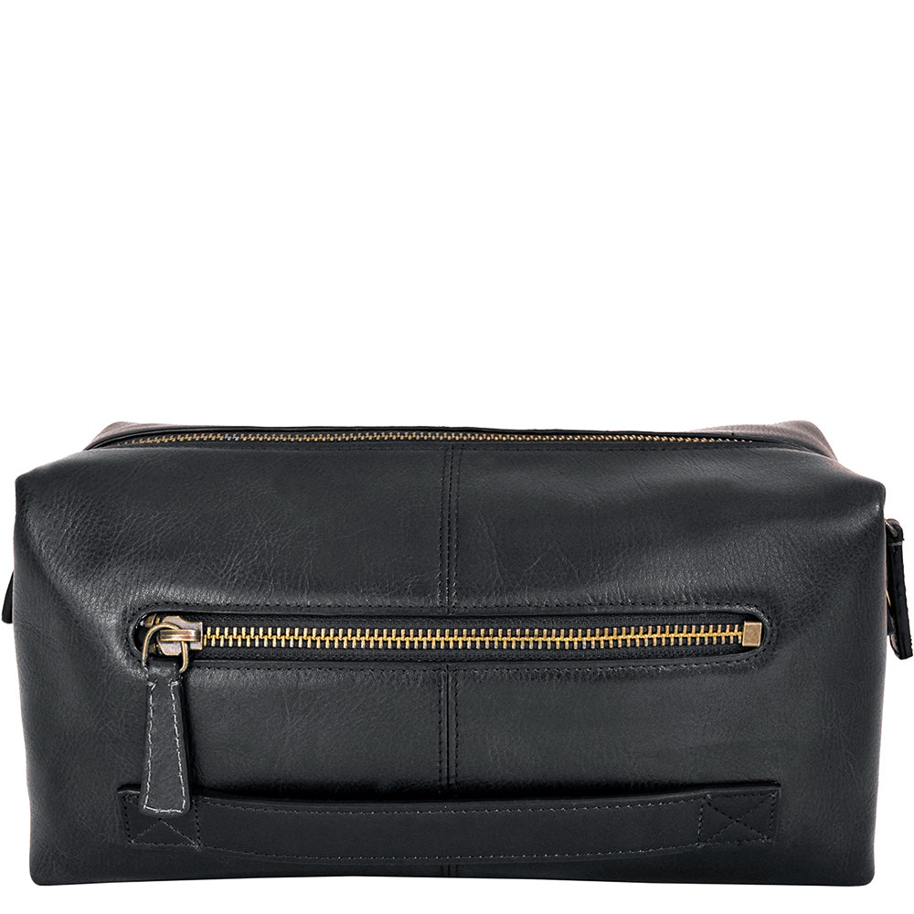 Hidesign Charles Leather Shave Toilet Travel Kit With Waterproof Interior