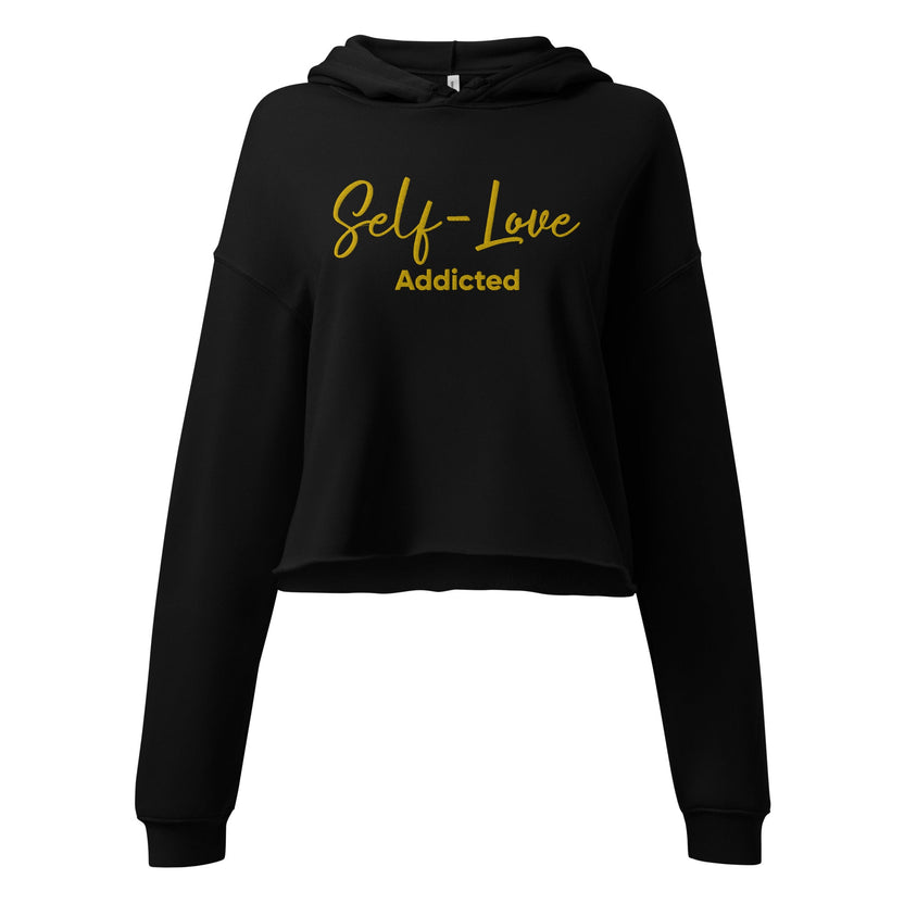 Bluza z kapturem typu crop - Self Love Addicted z HAFTEM