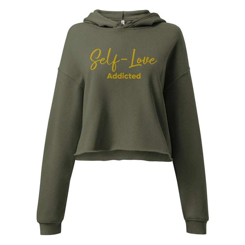 Bluza z kapturem typu crop - Self Love Addicted z HAFTEM