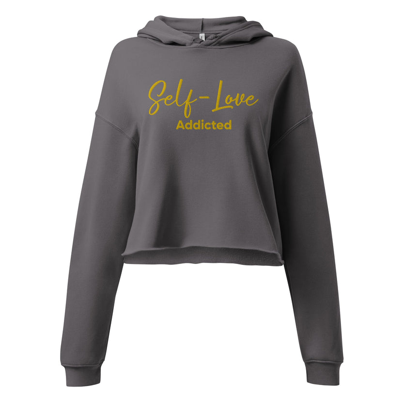 Bluza z kapturem typu crop - Self Love Addicted z HAFTEM