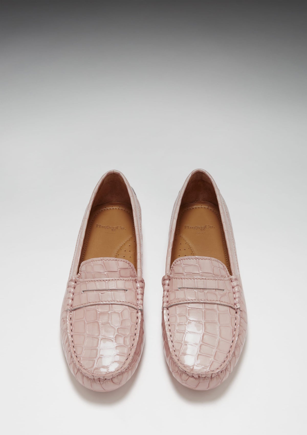 Women's Penny Driving Loafers, Powder Pink Print Patent Leather