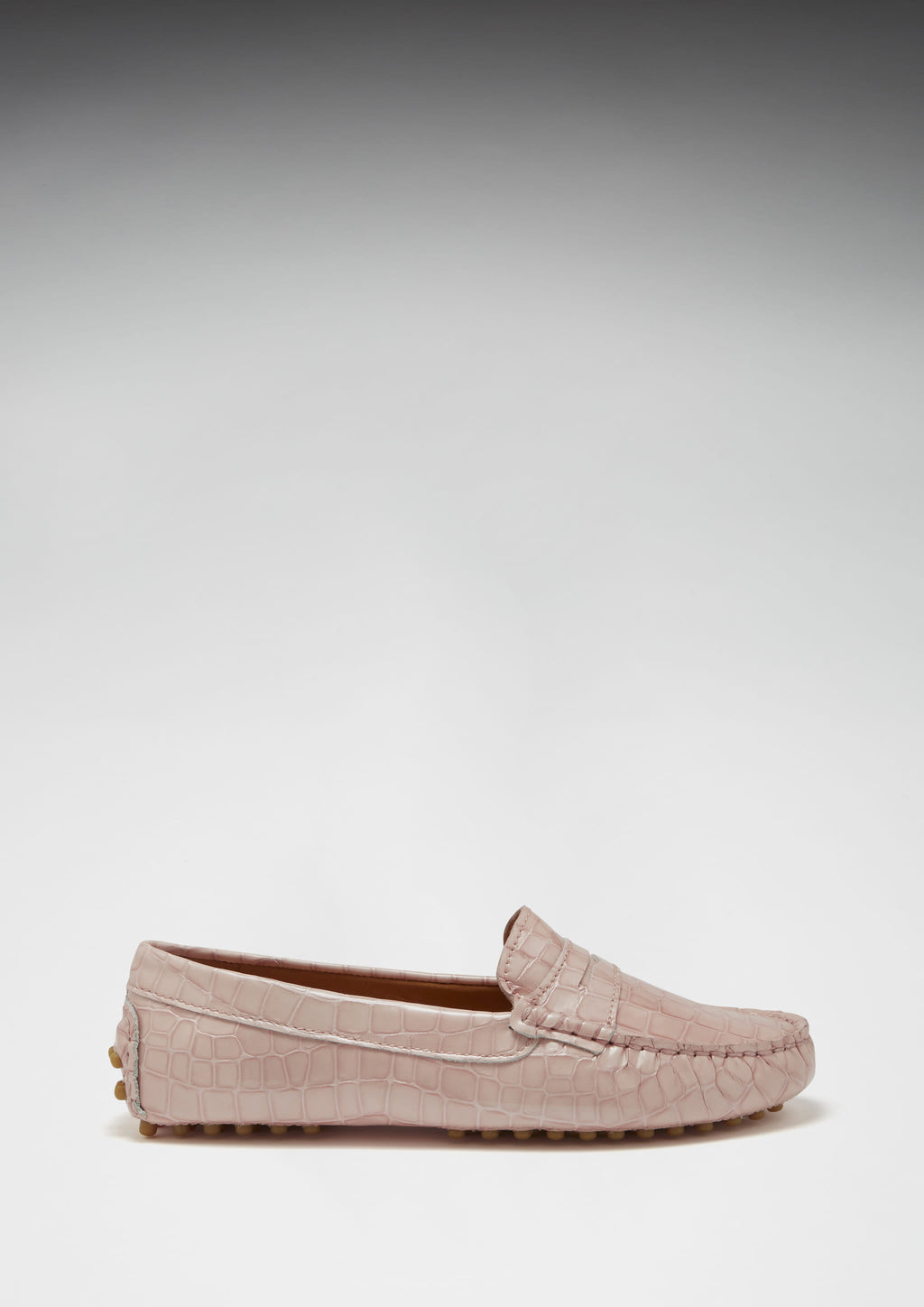 Women's Penny Driving Loafers, Powder Pink Print Patent Leather