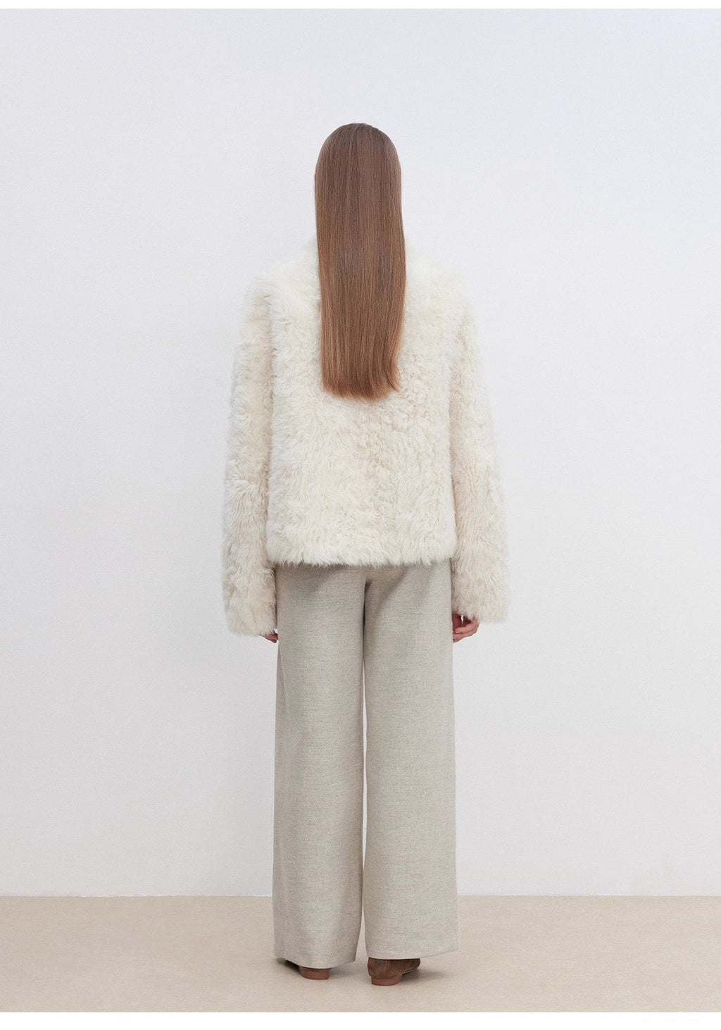 "Yorta" Imported Tuscan Curly Wool Upper Arc Collar Sheepskin Coat